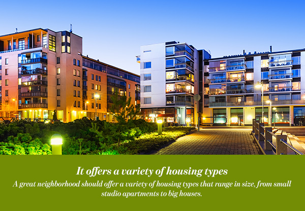 It offers a variety of housing types
