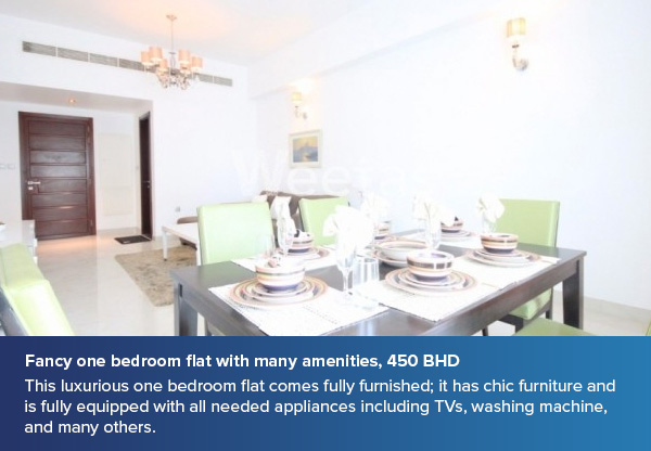 Fancy one bedroom flat with many amenities, 450 BHD
